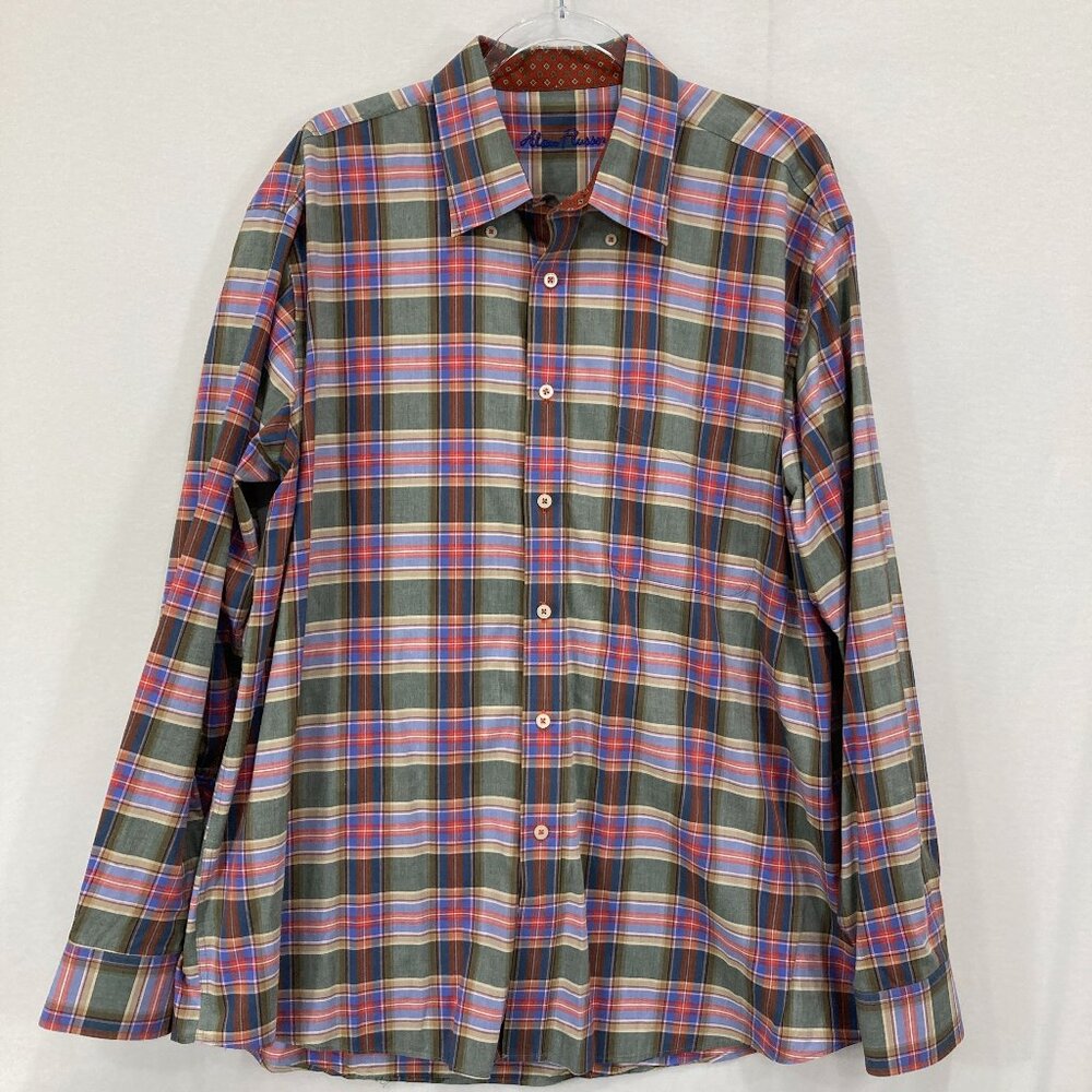 Alan Flusser Shirt Mens XL Multi Color Plaid Long Sleeve Button Down 100% Cotton